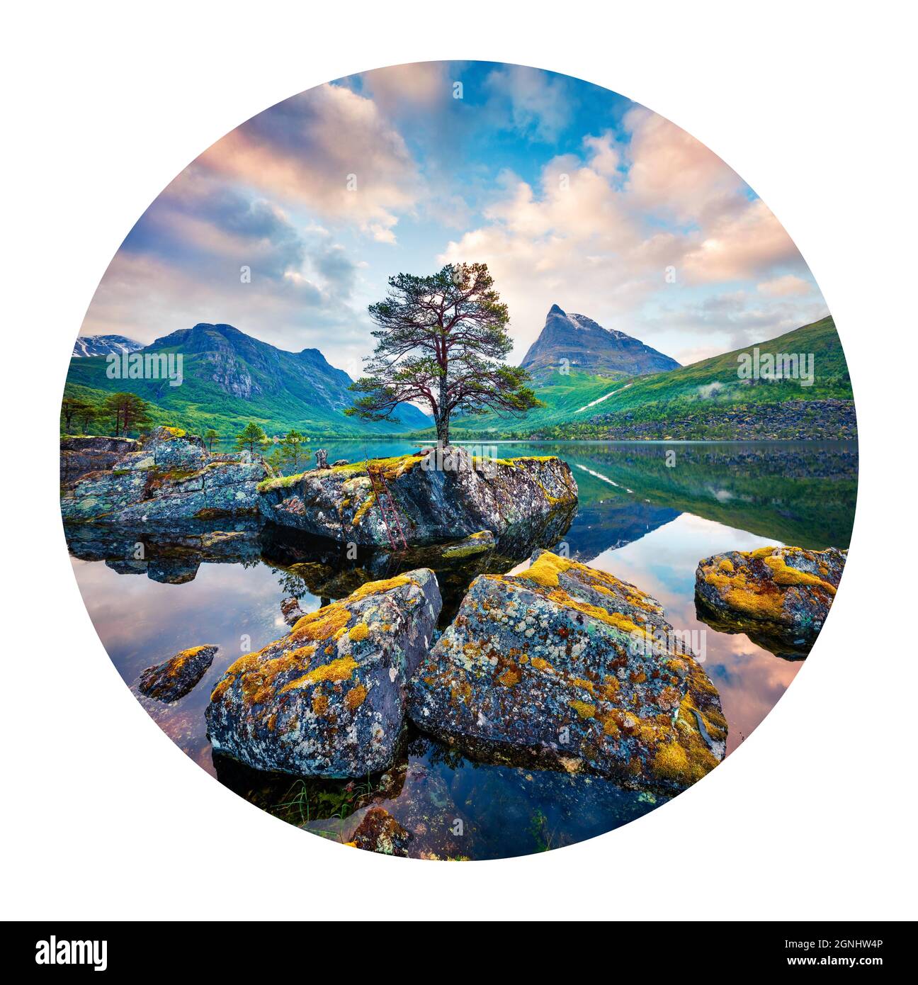 Nature Mountains Circle Nature Mountain Vector Illustration Stock