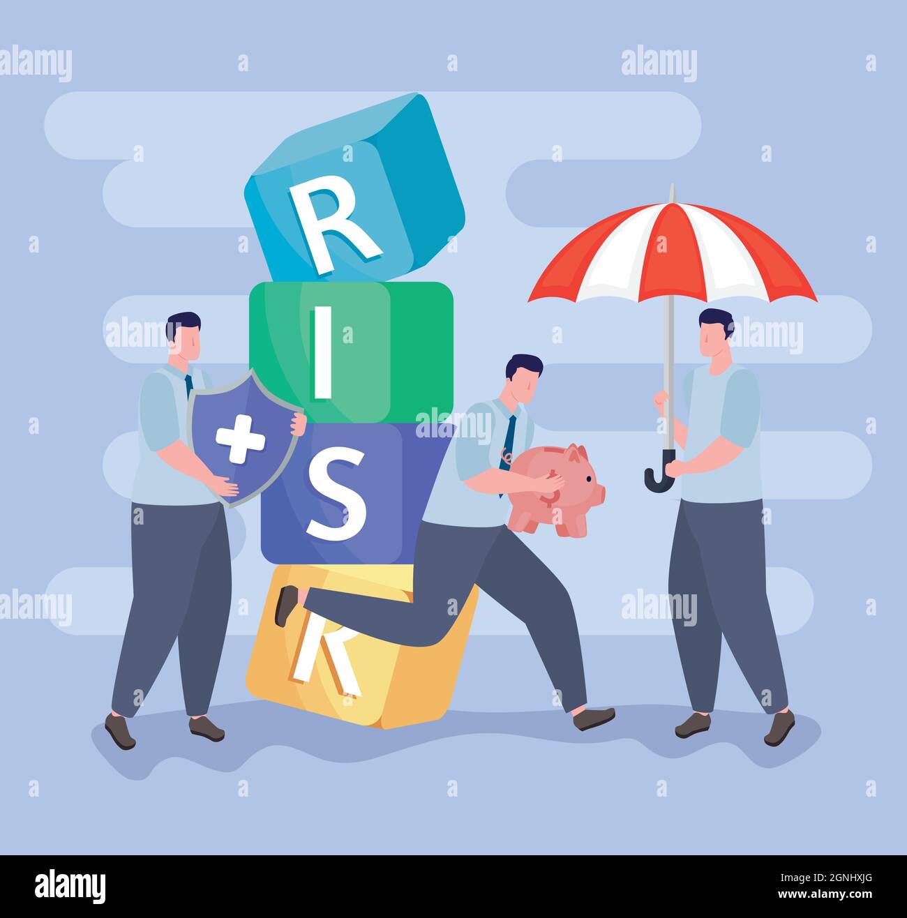 three businessmen and risk management icons Stock Vector Image & Art ...