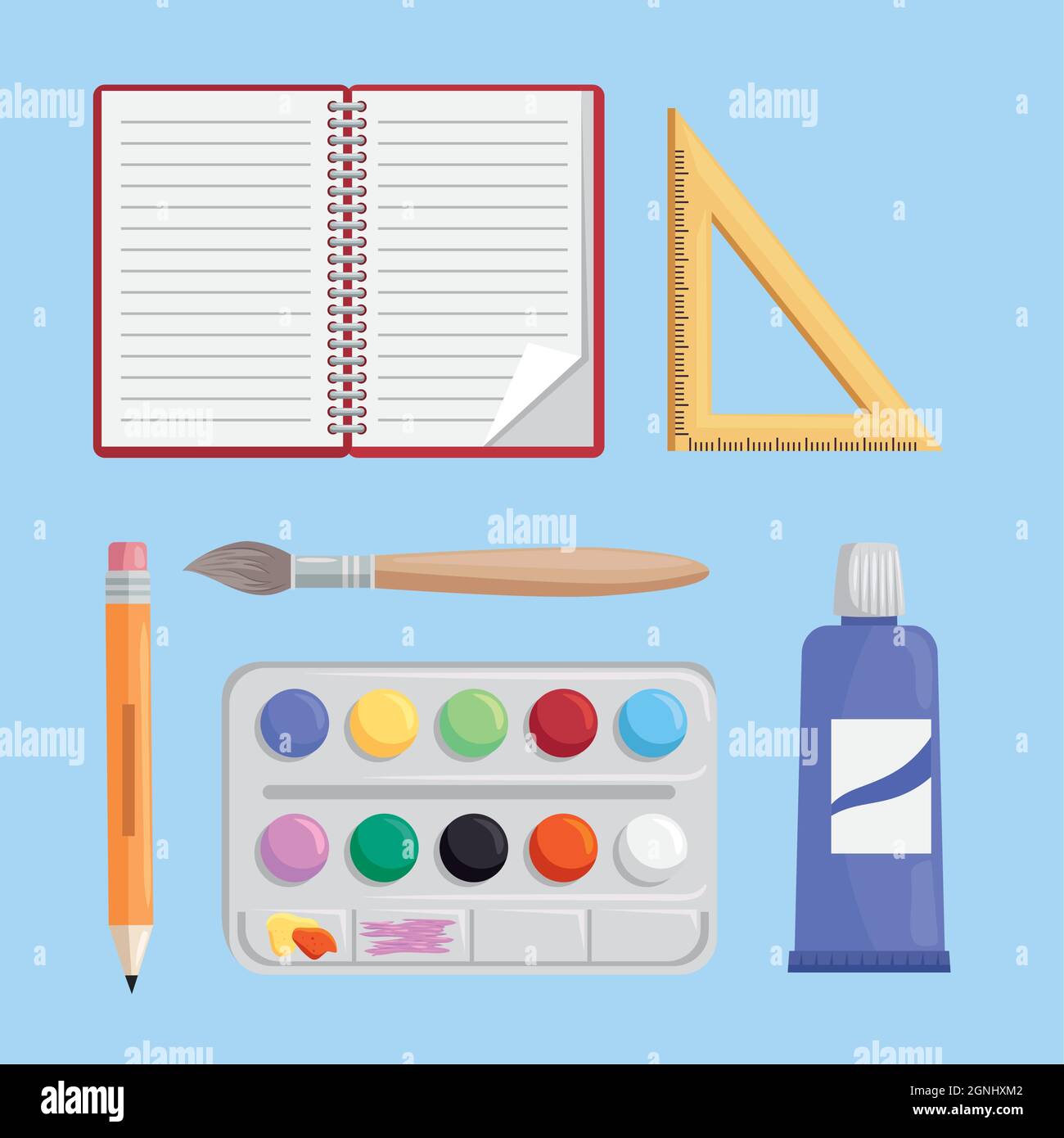 six art projects icons Stock Vector