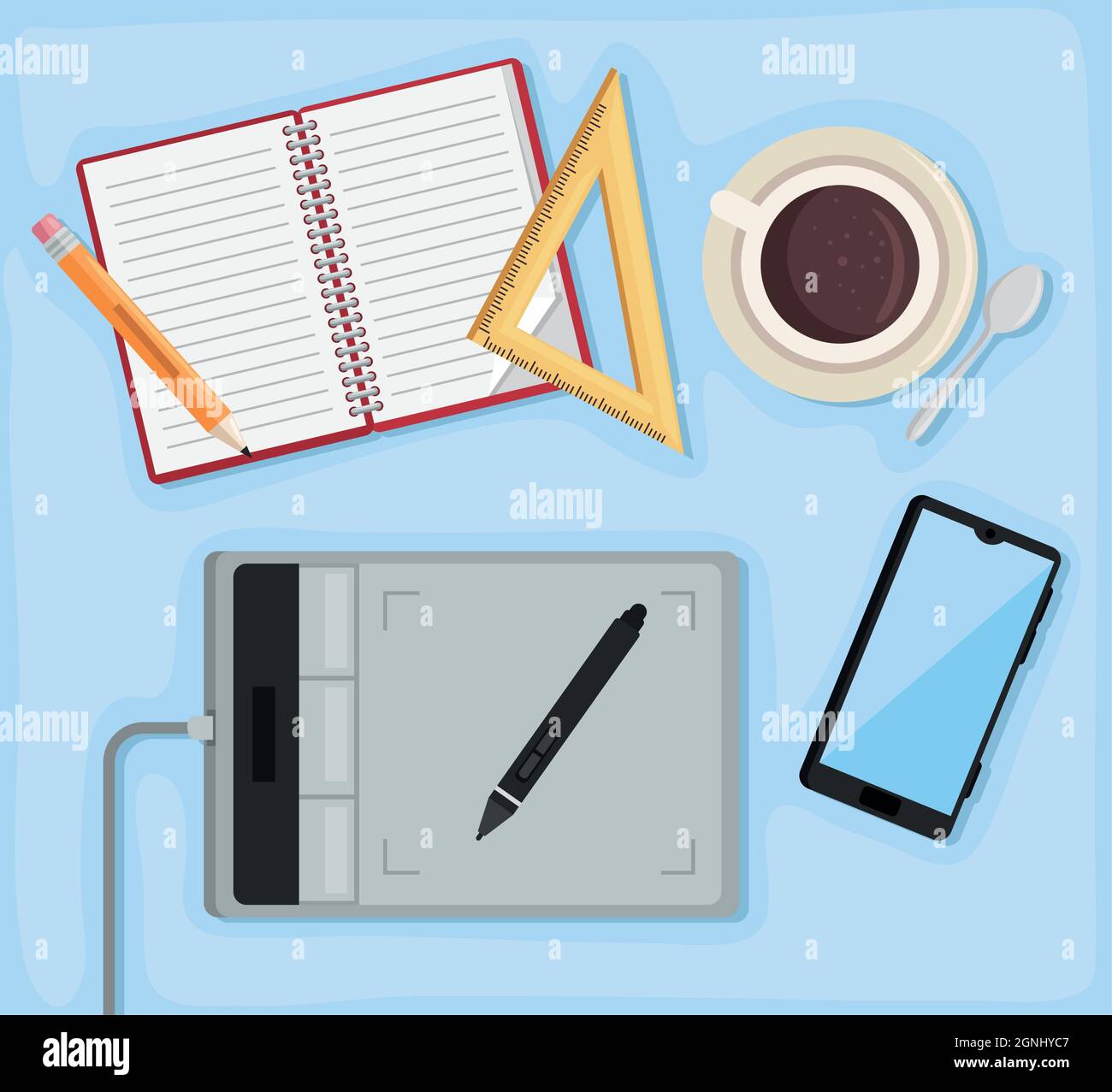 four art projects icons Stock Vector