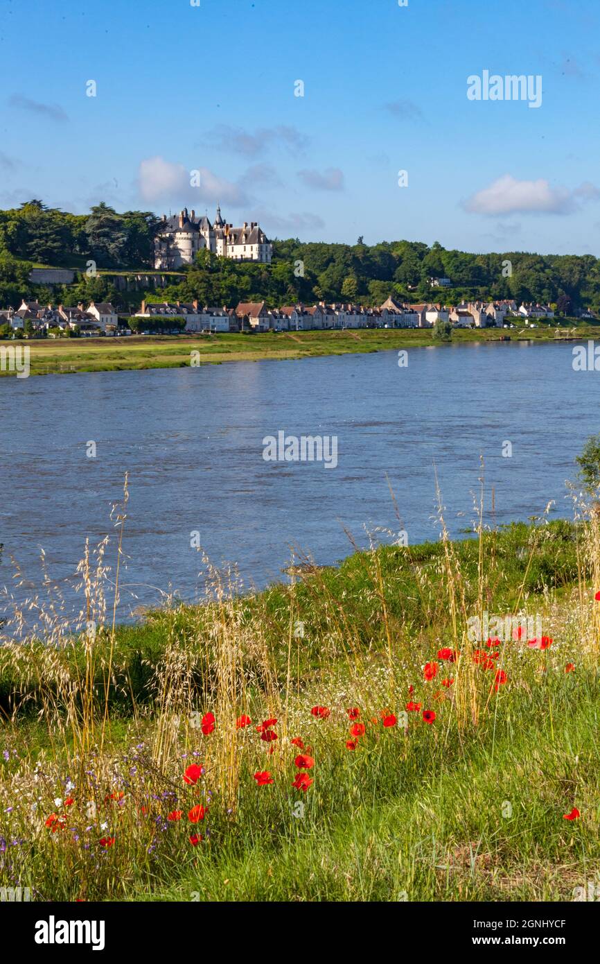 Blois is a commune and the capital city of Loir-et-Cher department in Centre-Val de Loire, France, situated on the banks of the lower river Loire betw Stock Photo