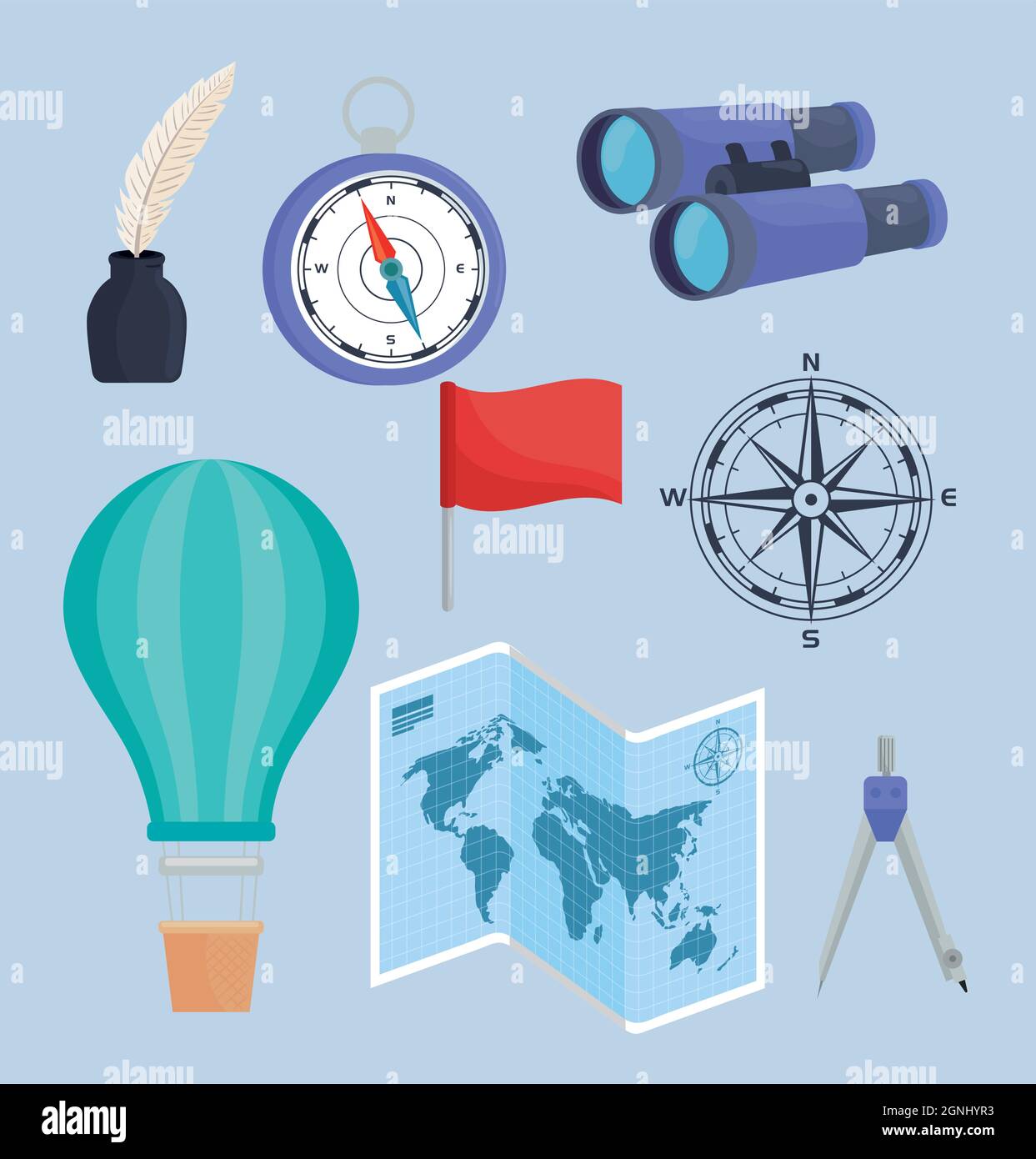 eight geography supplies icons Stock Vector Image & Art - Alamy