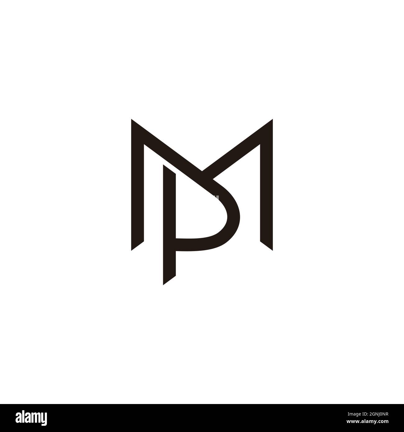 letter mp simple geometric design logo vector Stock Vector