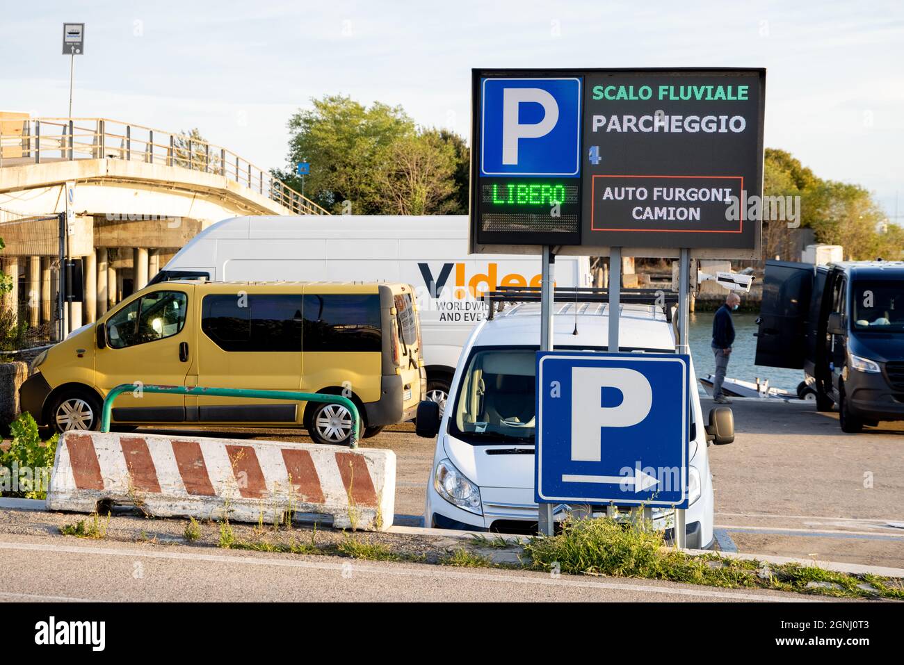 Big multi floor parking lot at the premises of Venice, Italy. Problem of parking in Venice