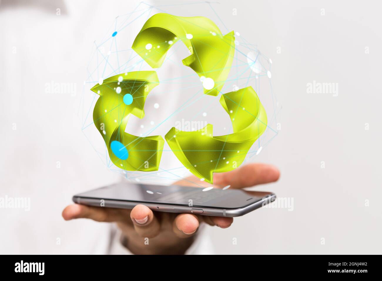 Recycle Digital A 3d rendering of Recycle business digital. eco on a smartphone with ...