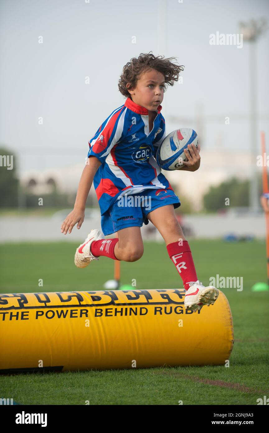 young kids paying rugby Stock Photo