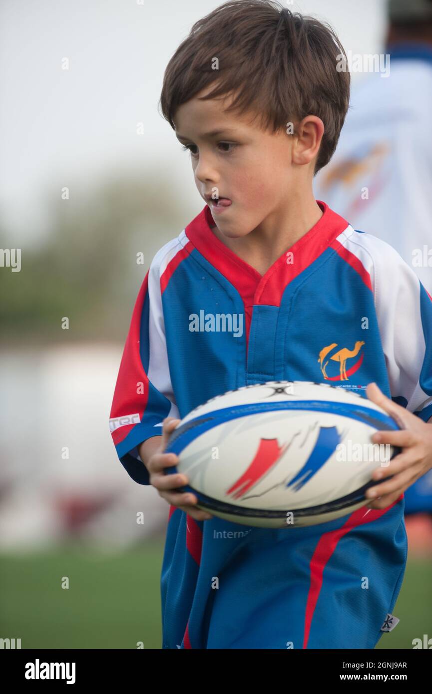 young kids paying rugby Stock Photo
