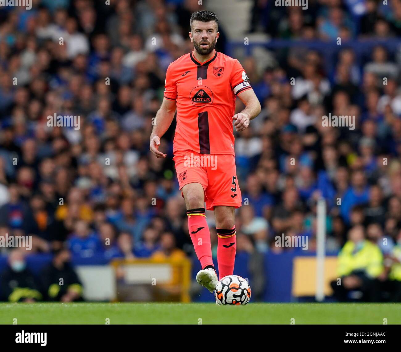 Liverpool, England, 24th September 2021.  Grant Hanley of Norwich Ciy during the Premier League match at Goodison Park, Liverpool. Picture credit should read: Andrew Yates / Sportimage Stock Photo