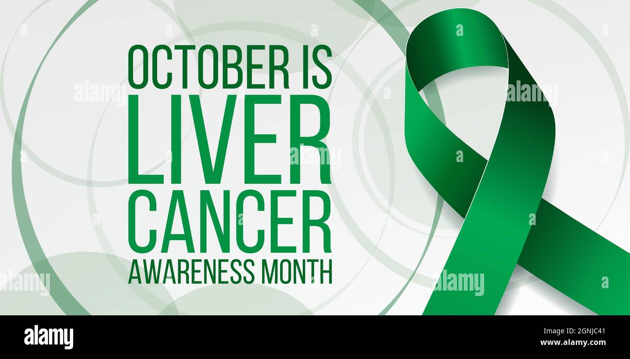 Vector green ribbon liver cancer awareness symbol