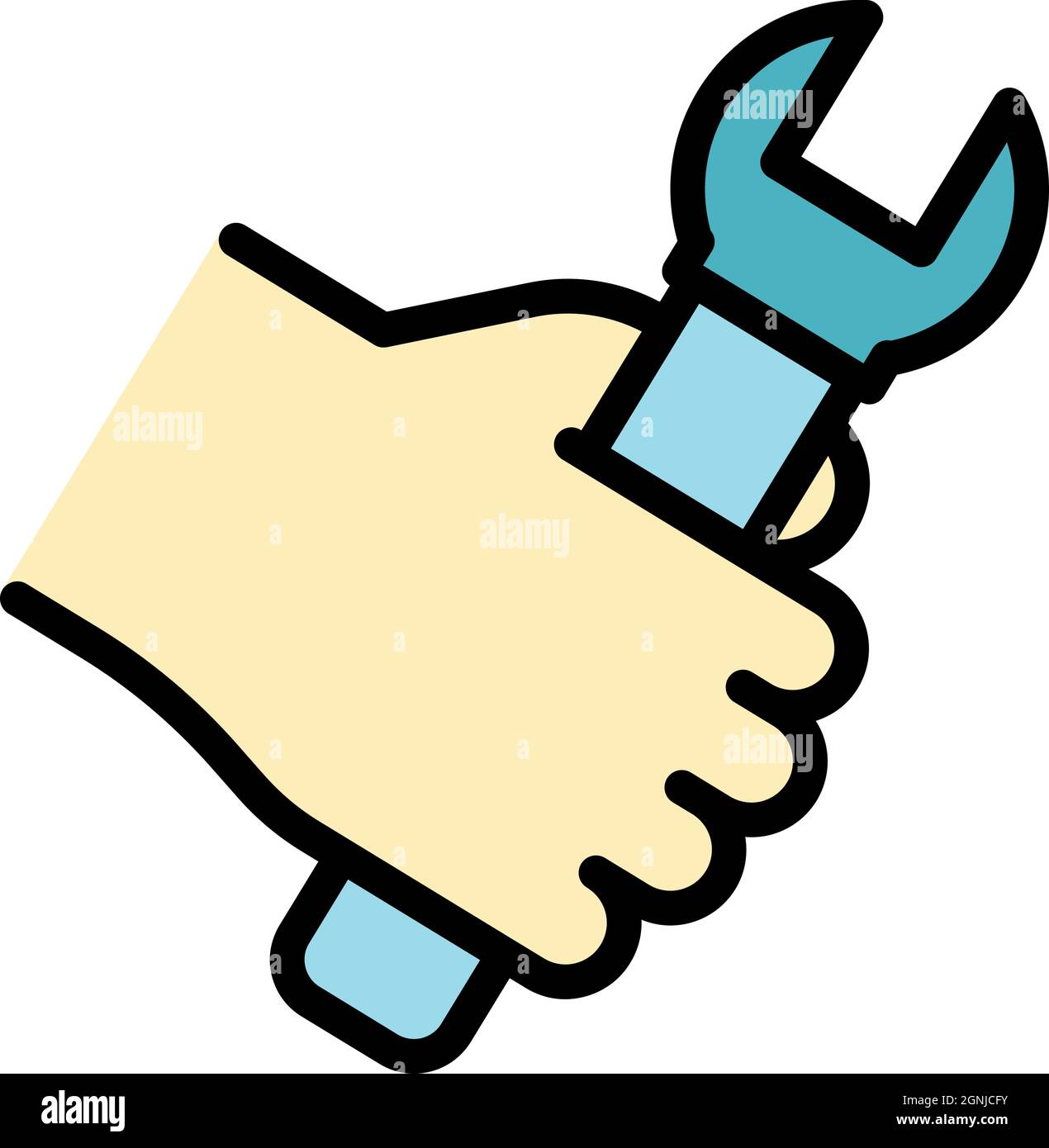 Hand car fix key icon. Outline hand car fix key vector icon color flat ...