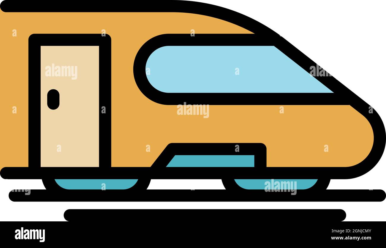 Metro train icon. Outline metro train vector icon color flat isolated ...