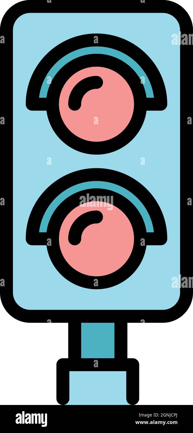 Traffic lights icon. Outline traffic lights vector icon color flat isolated Stock Vector