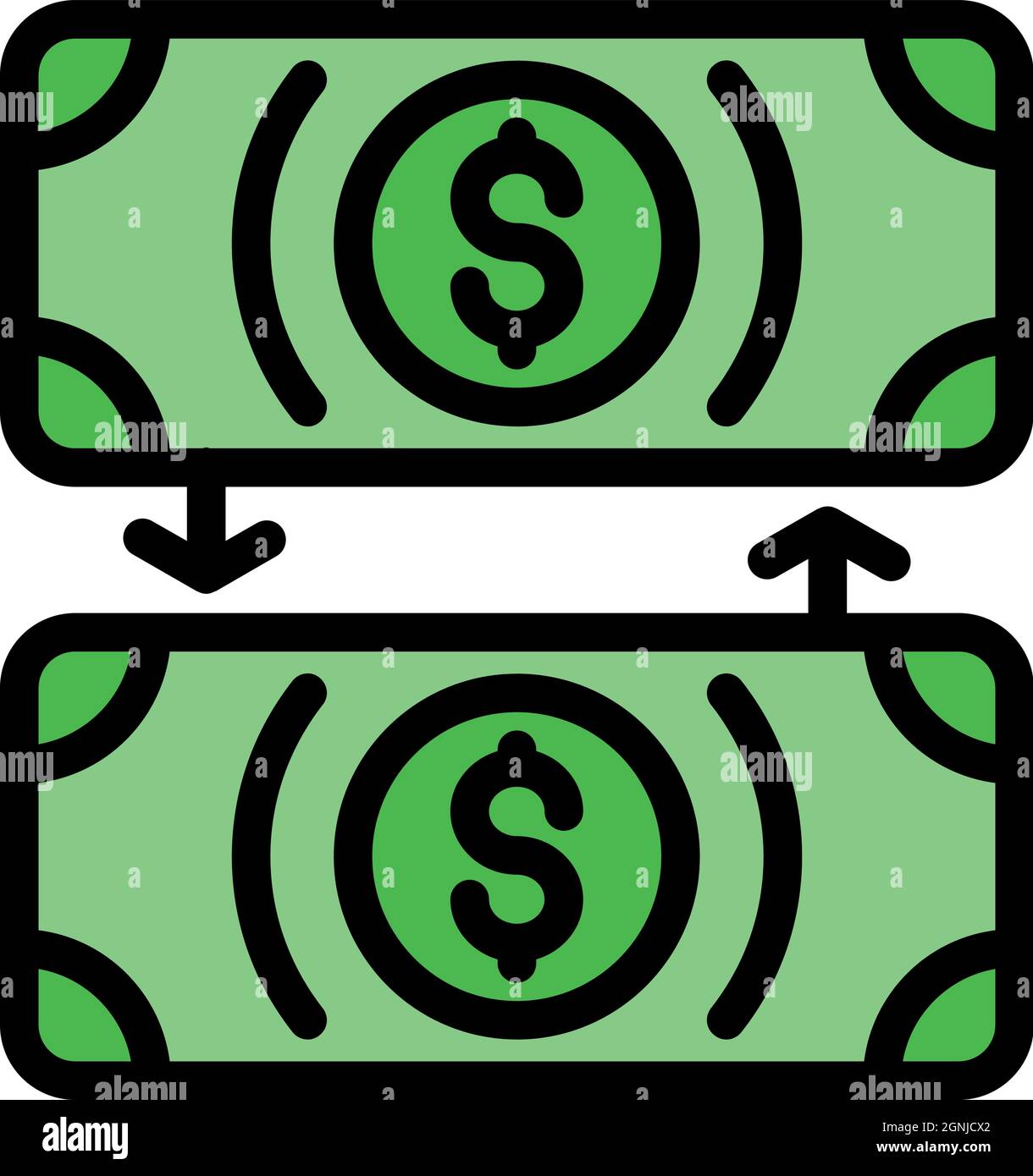 Cash payment icon. Outline cash payment vector icon color flat isolated ...