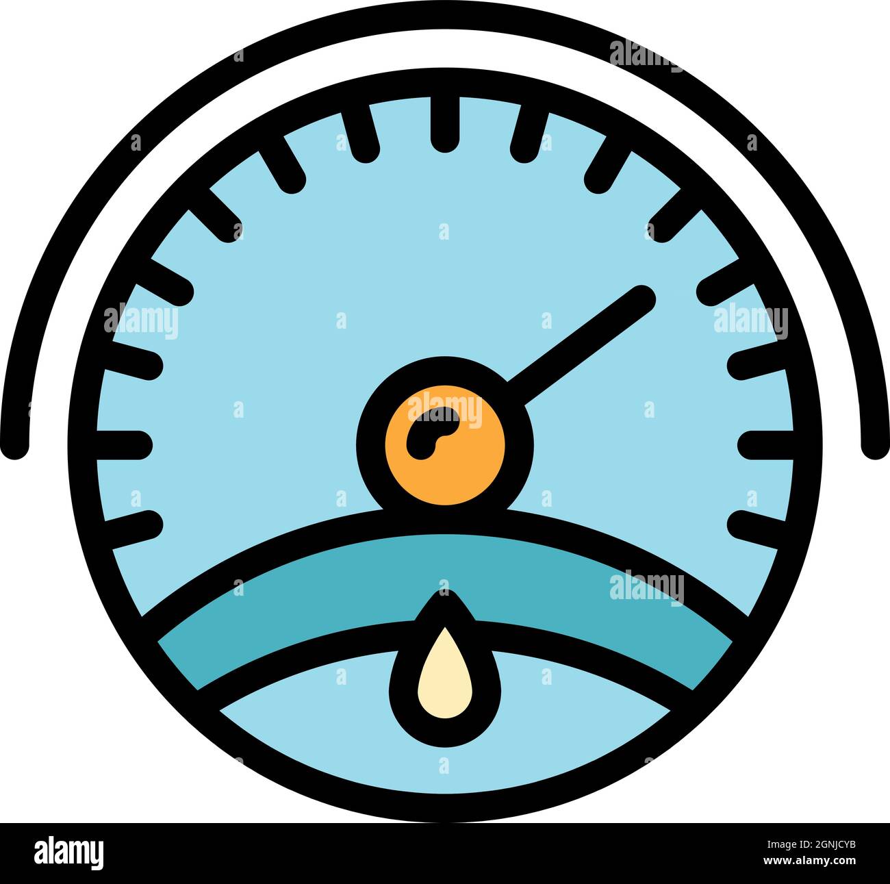 Motor oil gauge icon. Outline motor oil gauge vector icon color flat