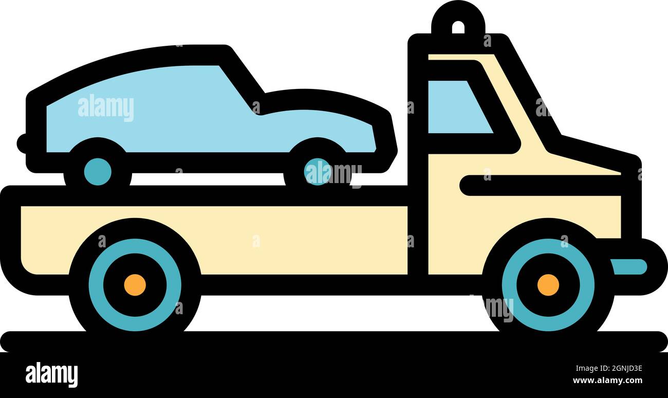 Car tow truck icon. Outline car tow truck vector icon color flat ...