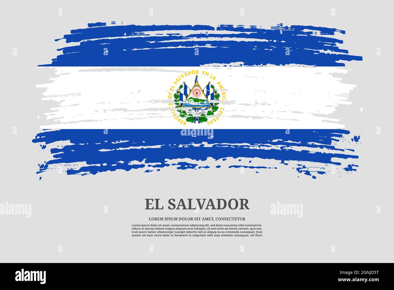 El Salvador flag with brush stroke effect and information text poster