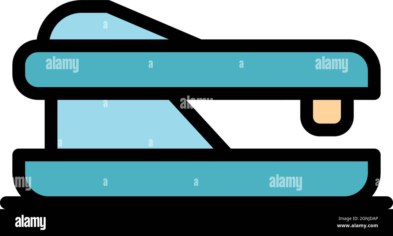 Stapler icon. Outline stapler vector icon color flat isolated Stock Vector