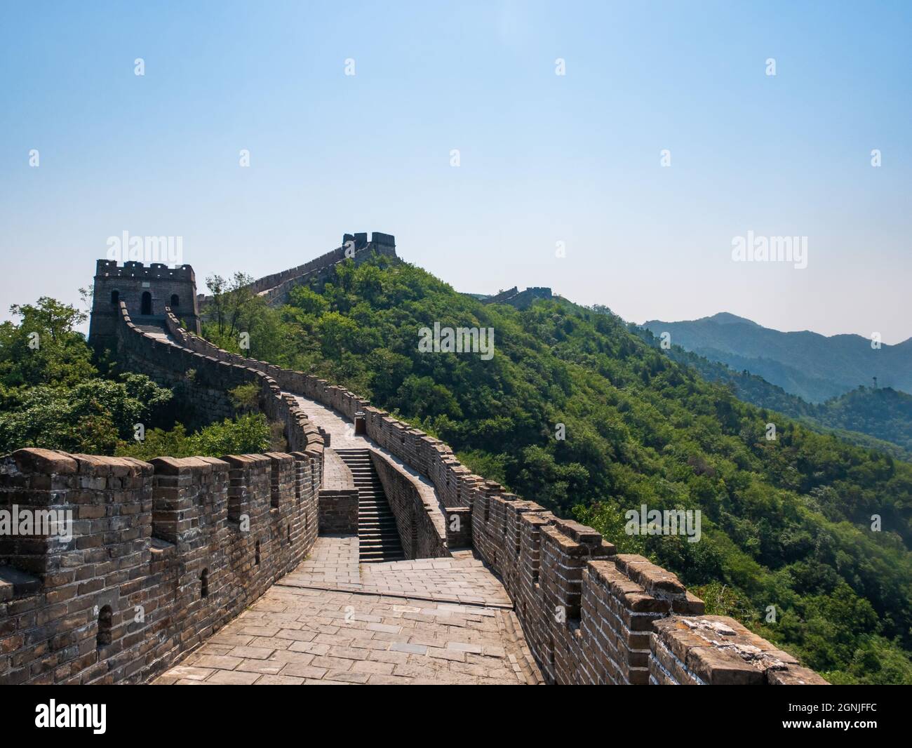 Scenic view of the Great Wall of china at Mutianyu in the summer, Beijing, China, Asia, stock photo Stock Photo