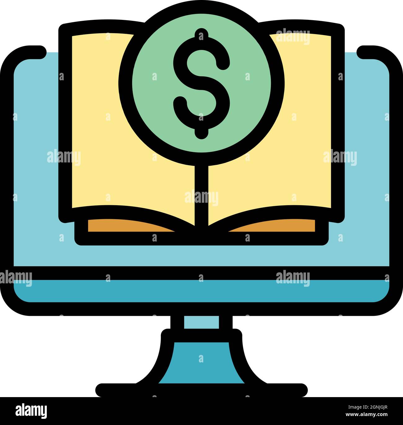 Computer book restructuring icon. Outline computer book restructuring vector icon color flat isolated Stock Vector