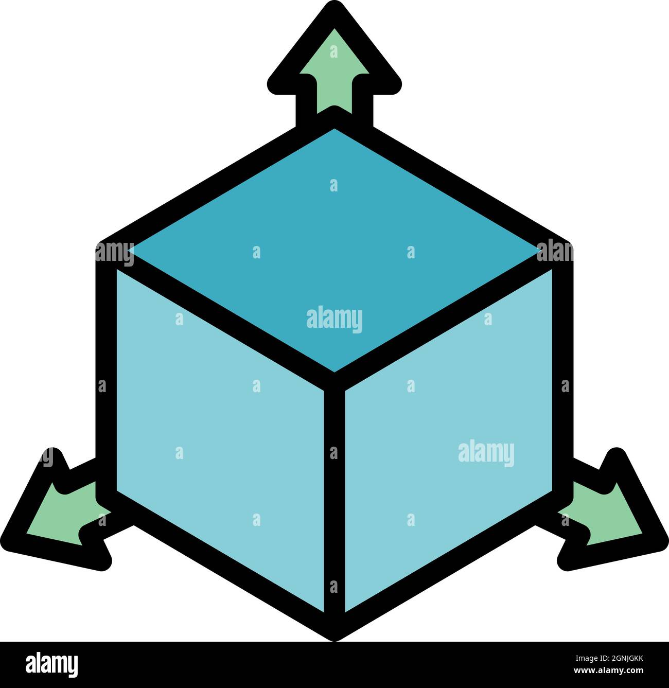 Restructuring 3d direction icon. Outline restructuring 3d direction
