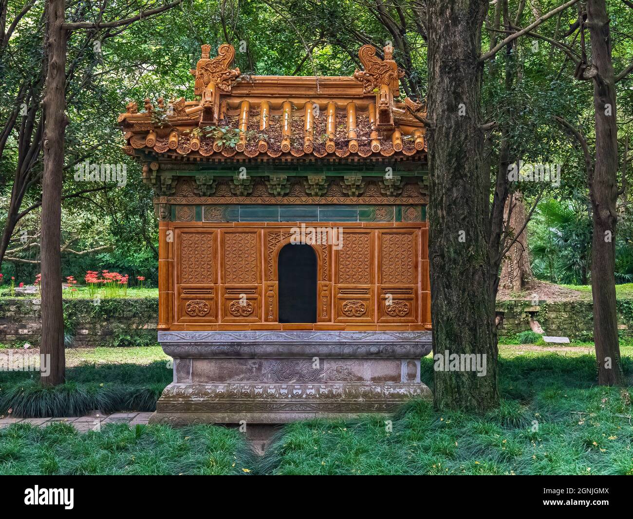 View of old building in the garden of the Ming Xiaoling Mausoleum, Nanjing, China, Asia, stock photo Stock Photo