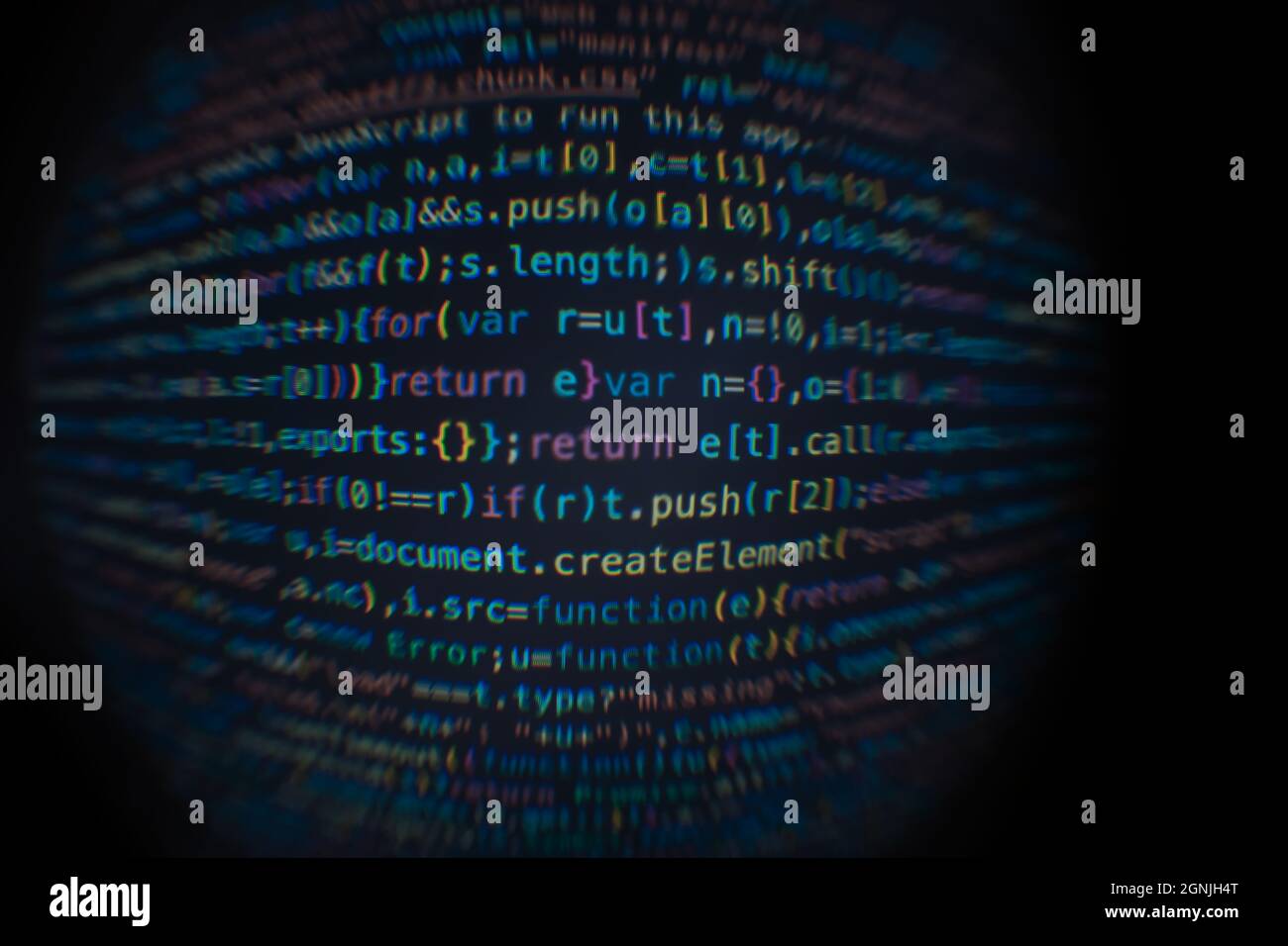 Software developer code. Abstract computer script code. Software developer code programming screen. Programming Software running time. The code text i Stock Photo