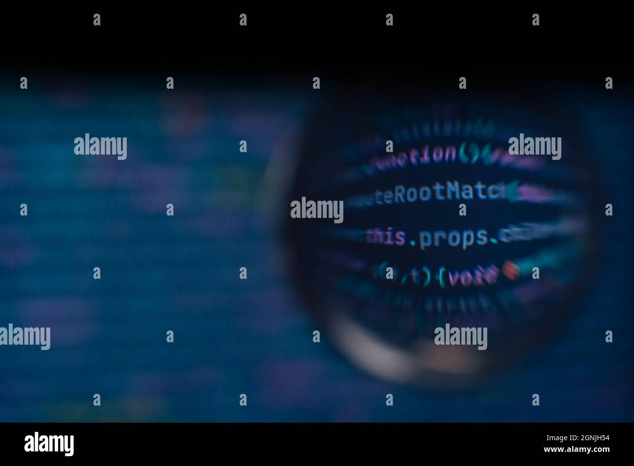 Software developer code. Abstract computer script code. Code in a glass ...