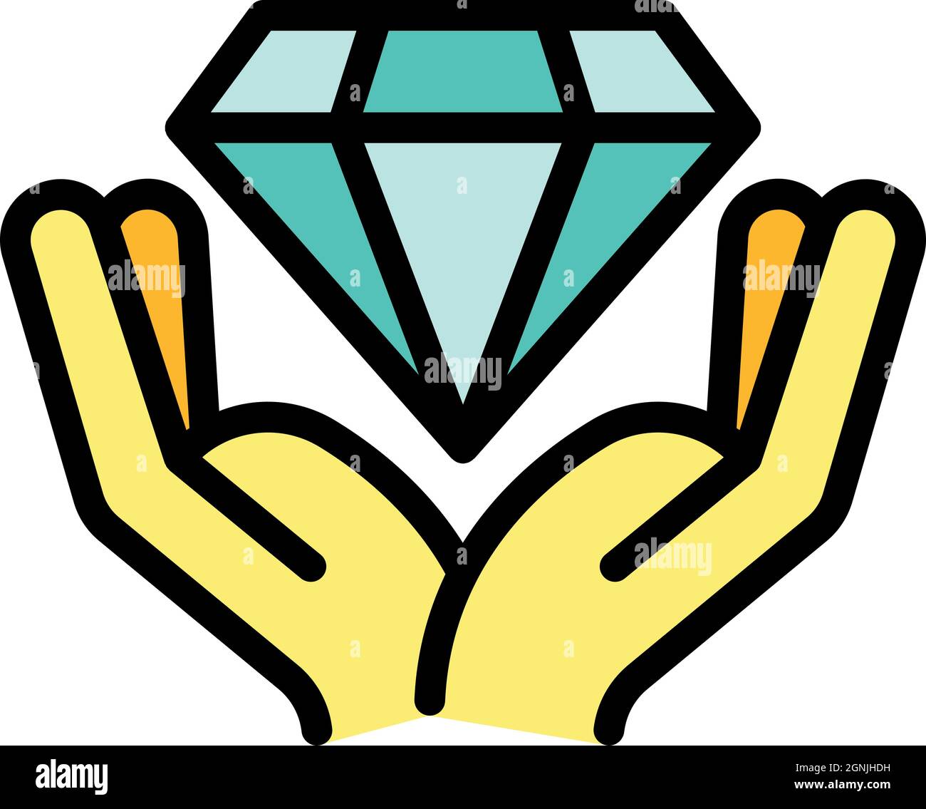 Take diamond prize icon. Outline take diamond prize vector icon color flat isolated Stock Vector