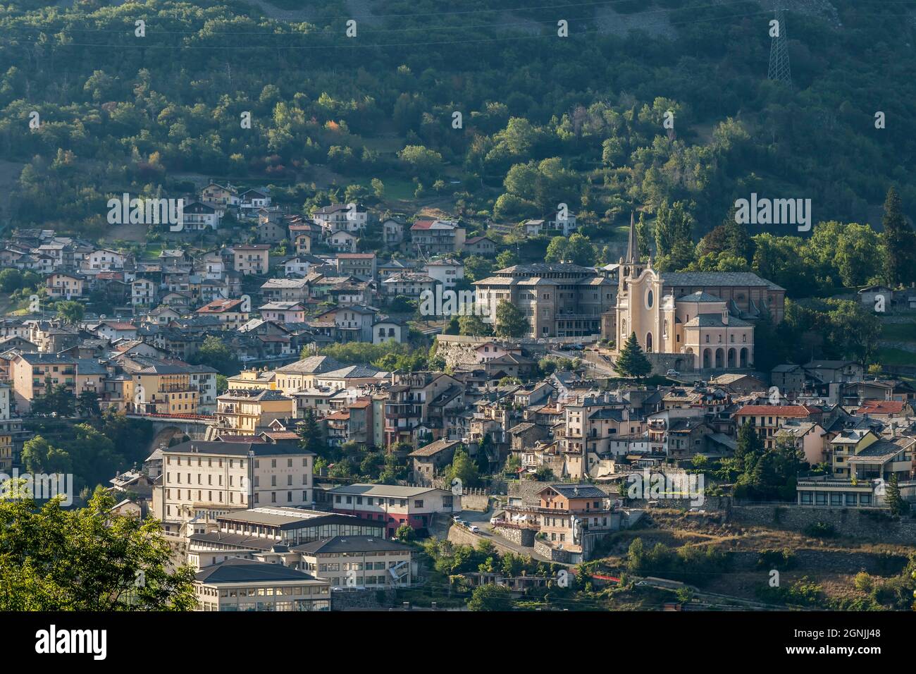 Beautiful aerial view of the historic center of Chatillon, Valle d'Aosta, Italy Stock Photo