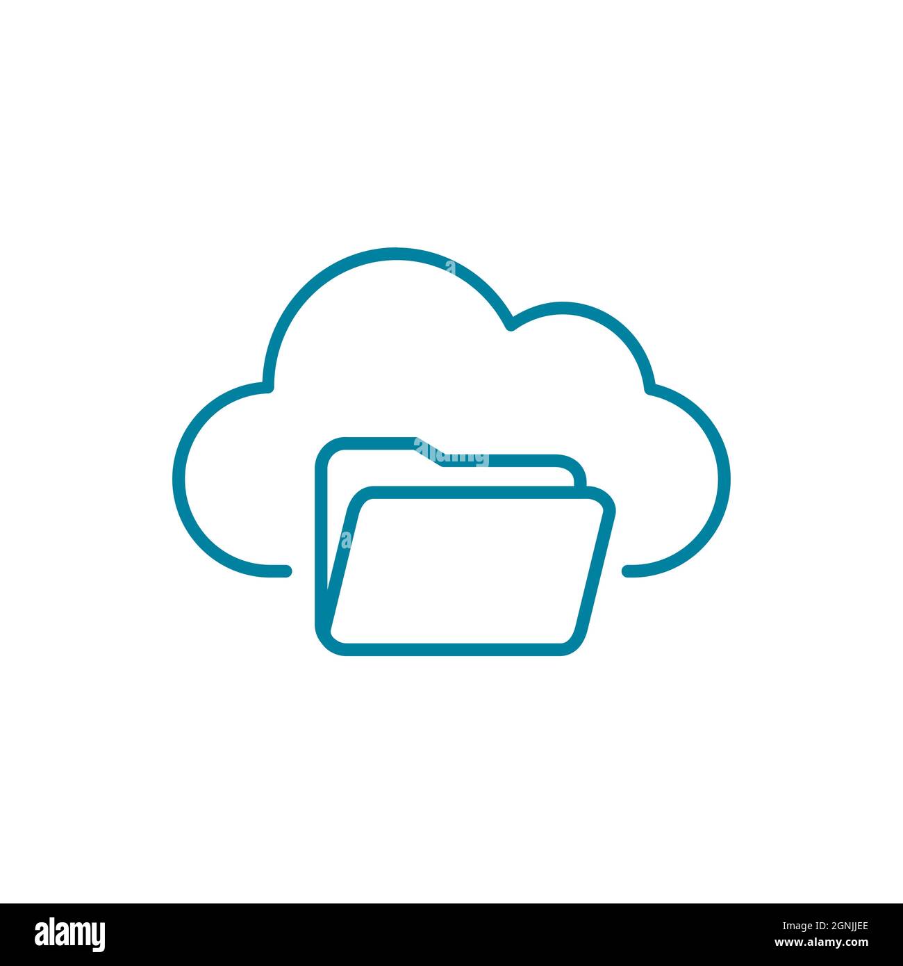 Cloud folder line icon. Upload and download data. Online file