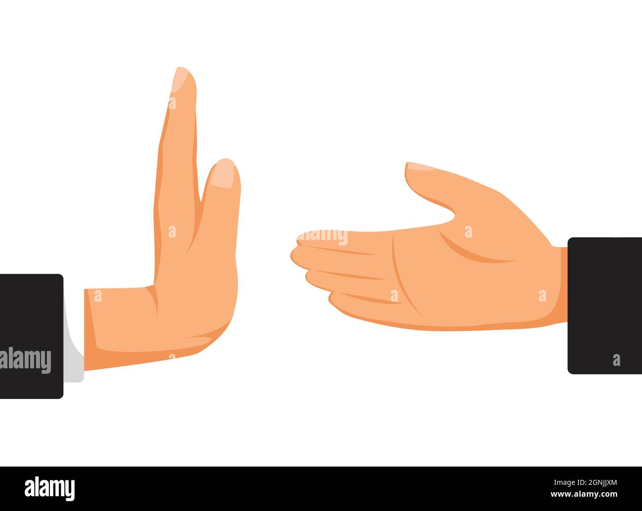 refusing hand shake with virus infected people Stock Vector