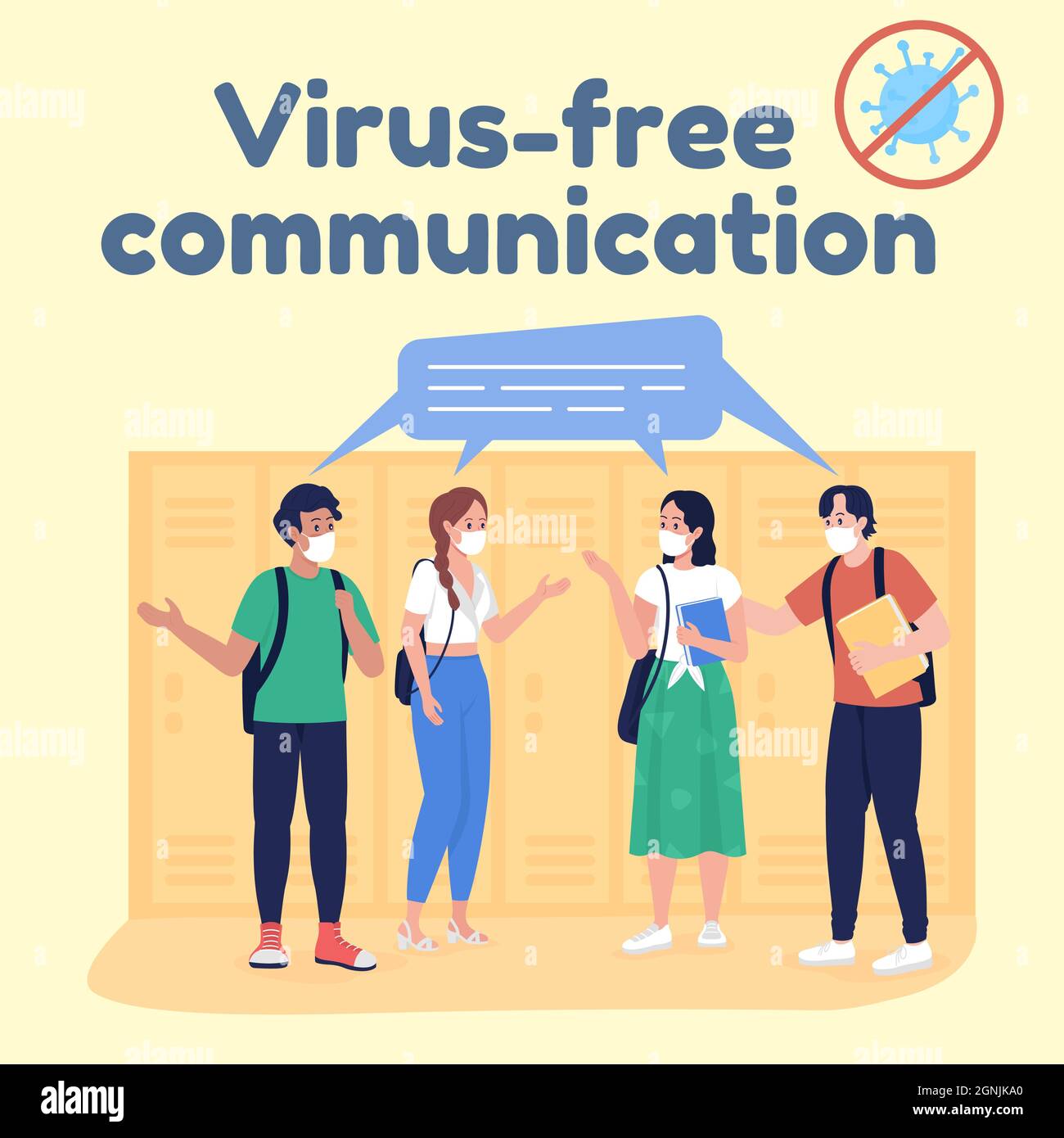 School during quarantine social media post mockup Stock Vector