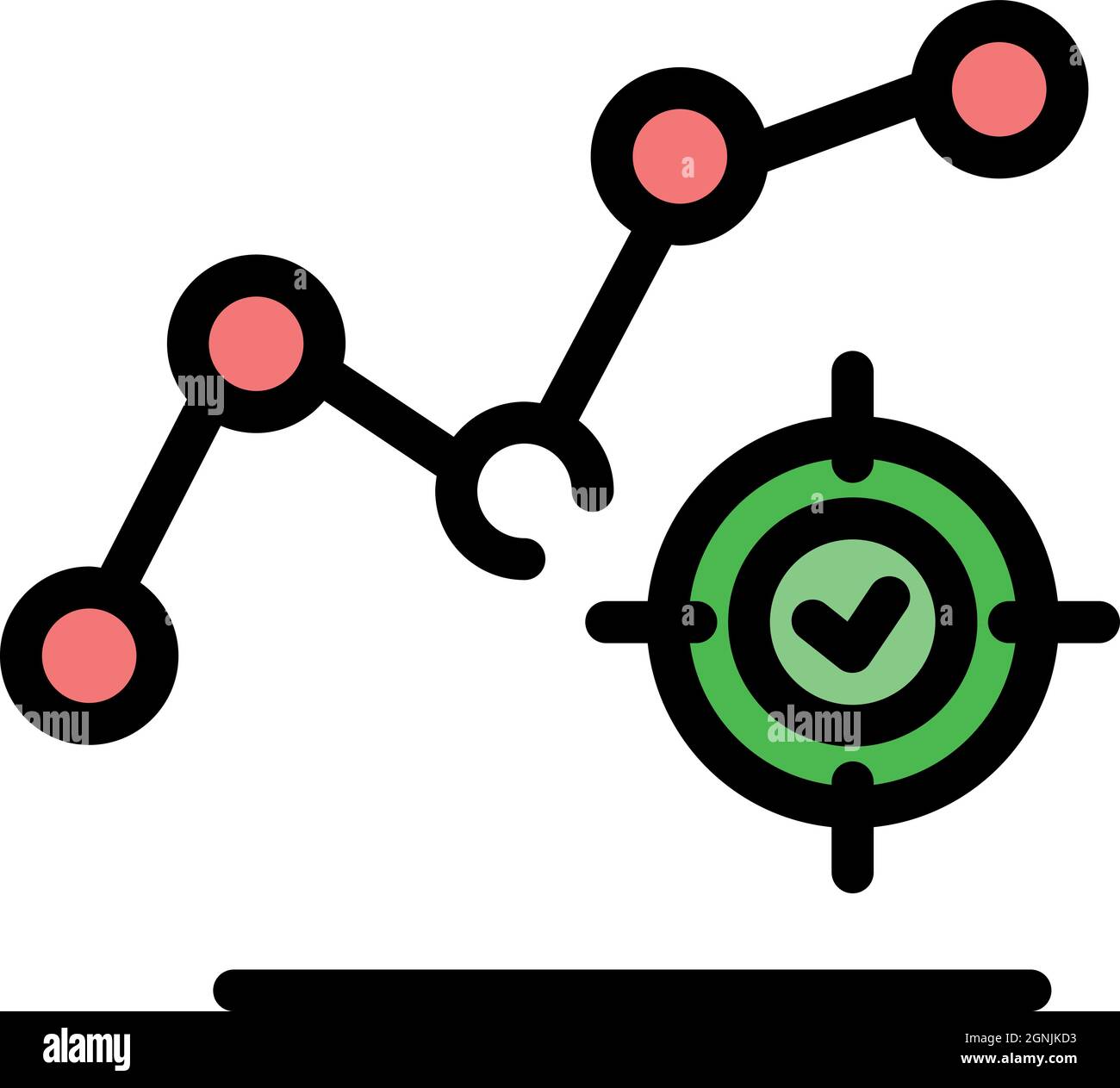 Trader graph target icon. Outline trader graph target vector icon color ...