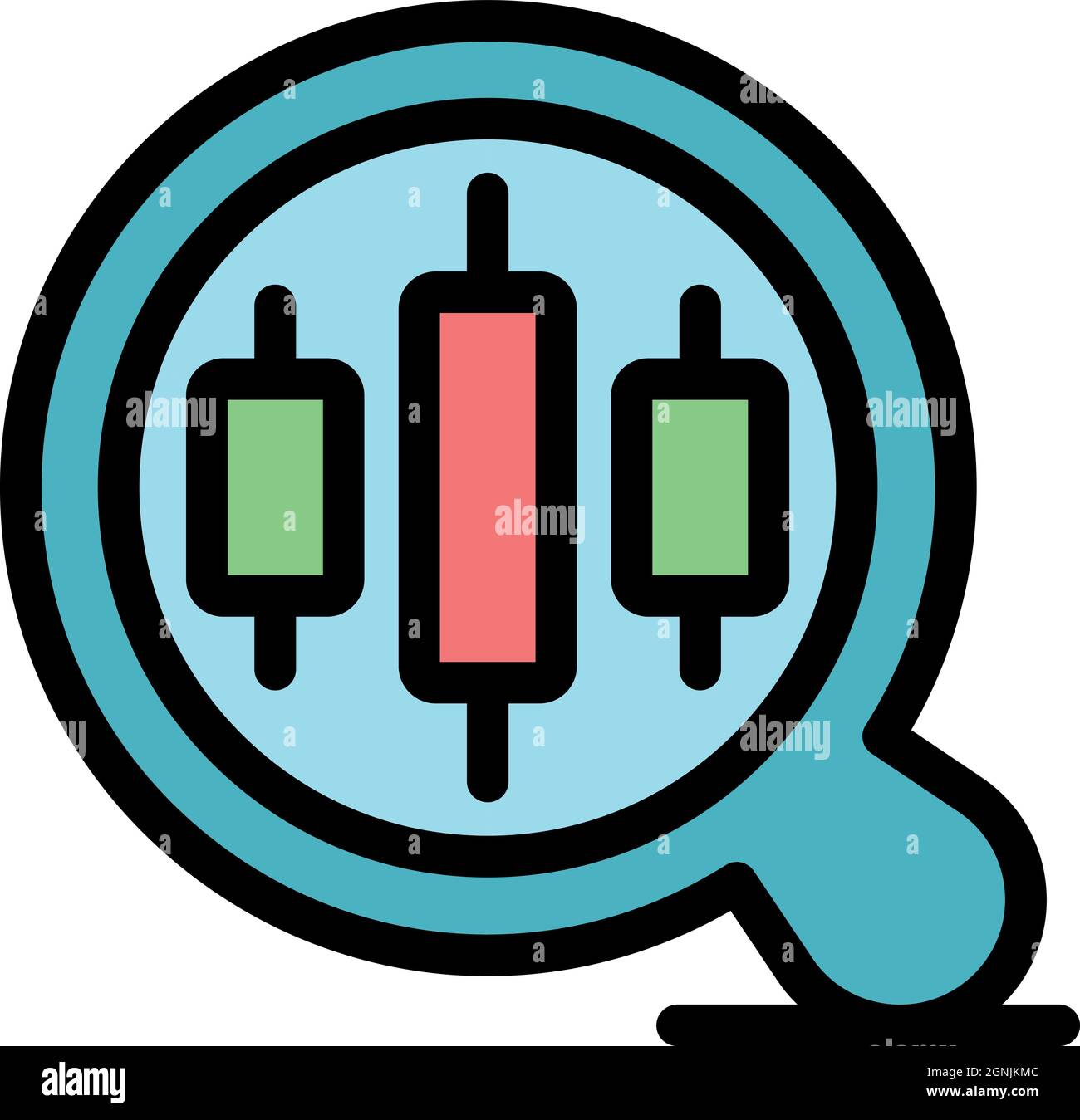 Trader magnifier icon. Outline trader magnifier vector icon color flat ...