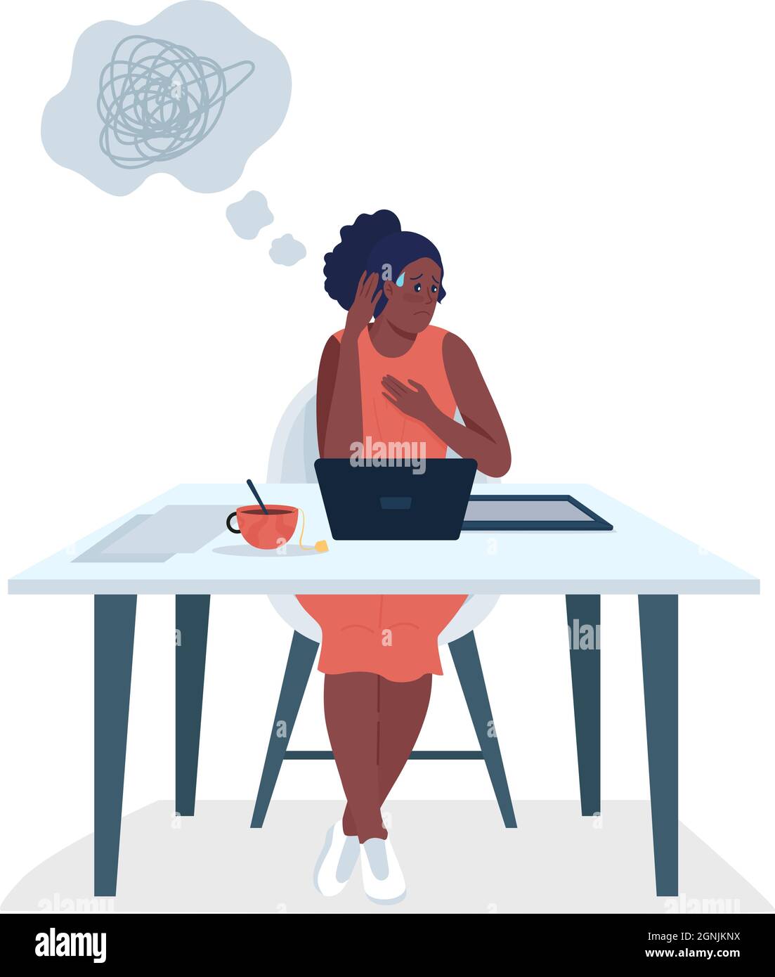 Frustrated employee semi flat color vector character Stock Vector