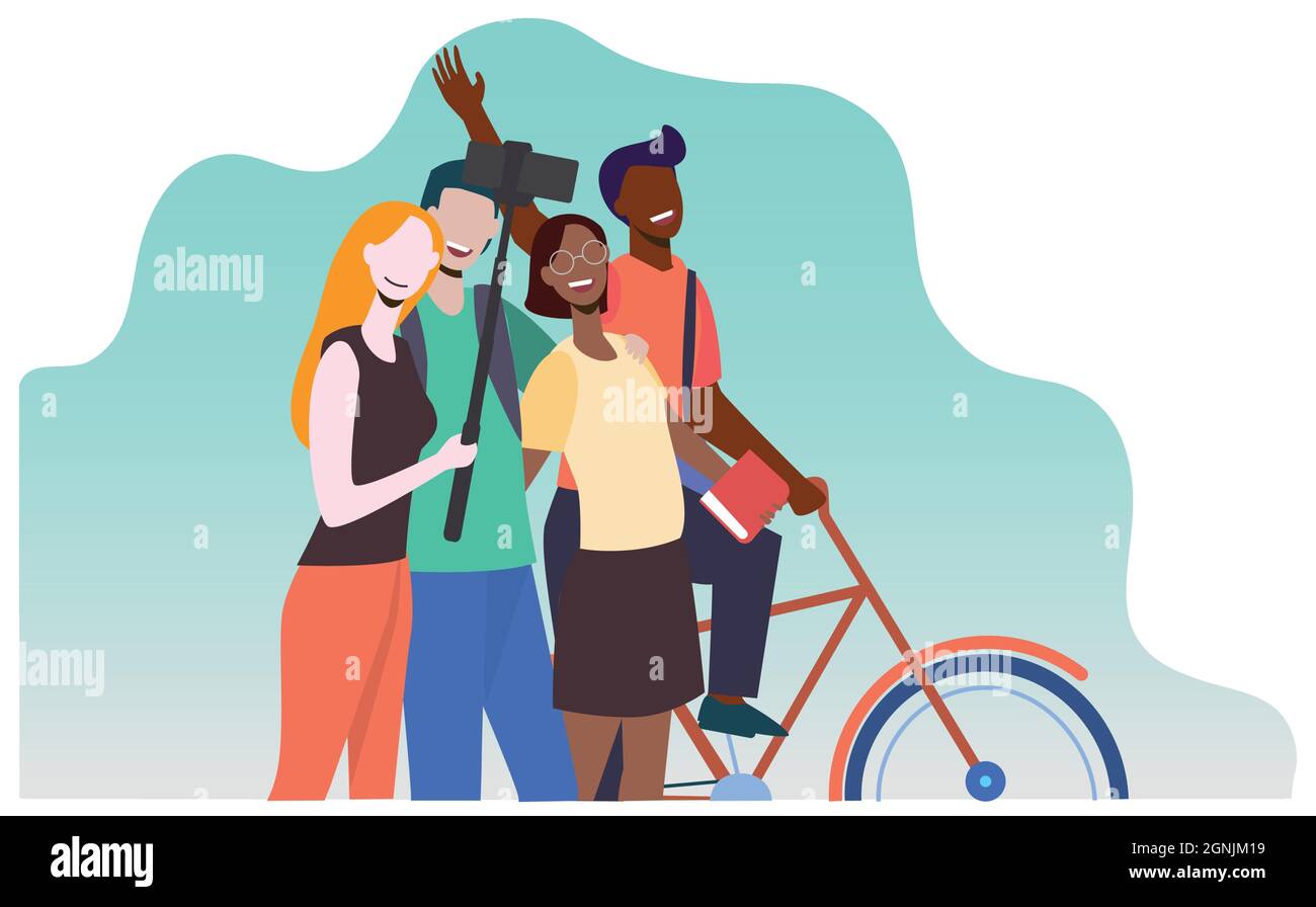 Group of teenager students posing for a picture Stock Vector Image ...