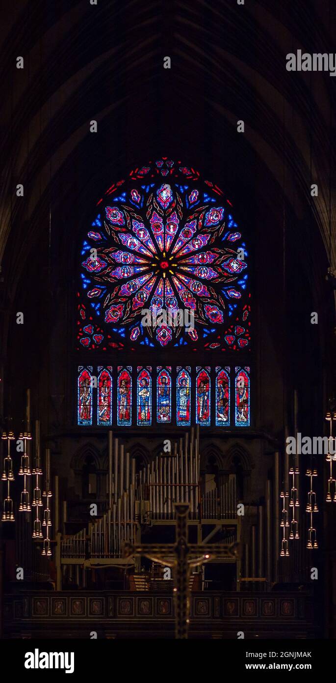 Trondheim, Norway - November 20 2004: Nidaros cathedral north face stained  glass window Stock Photo - Alamy