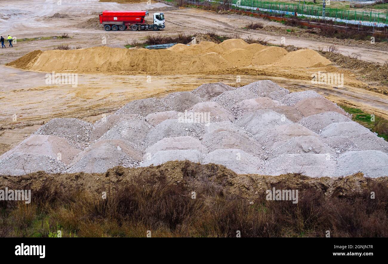 Gravel pile used to make concrete, to mix with asphalt, to create roads