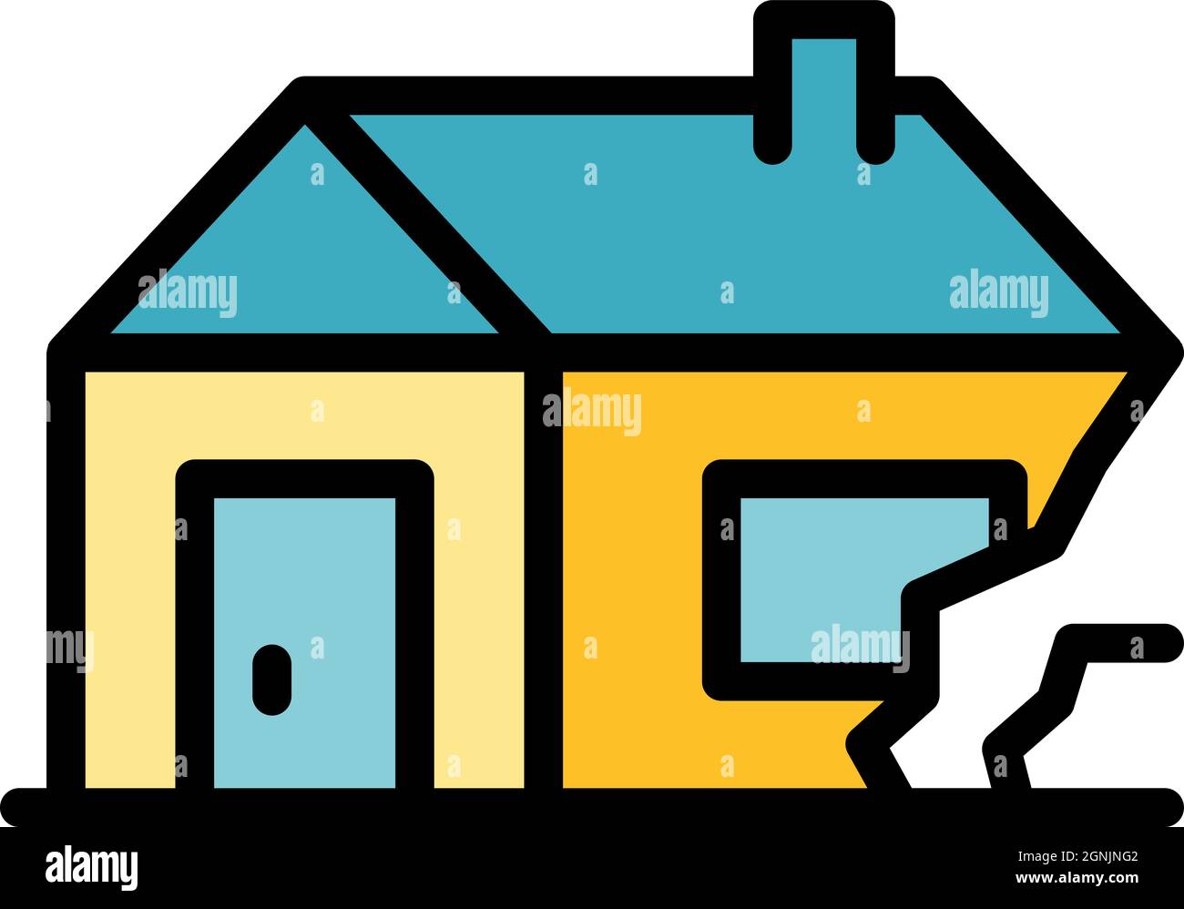House destruction after war icon. Outline house destruction after war vector icon color flat isolated Stock Vector