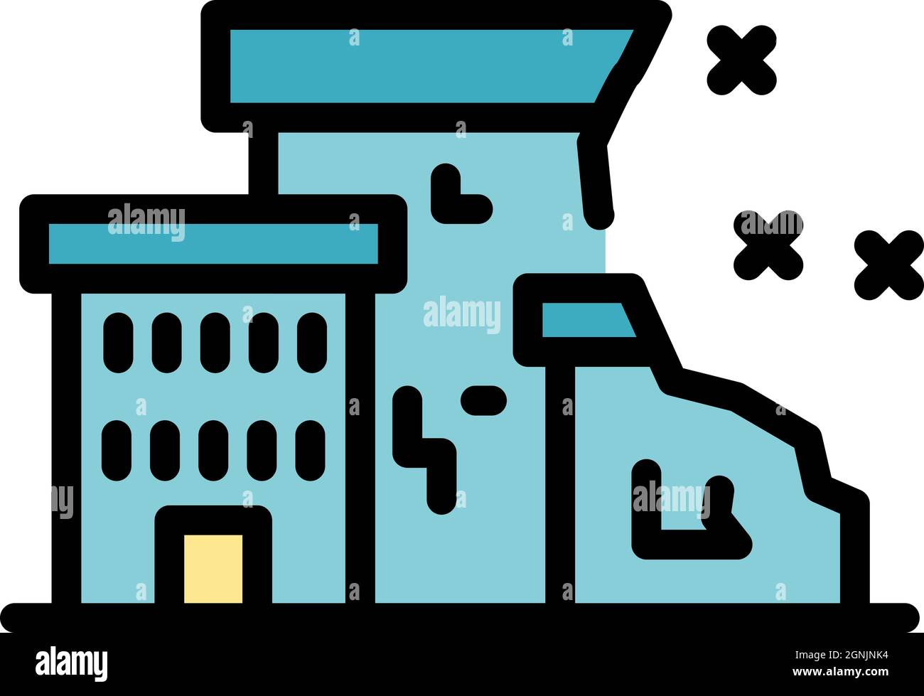 City destruction icon. Outline city destruction vector icon color flat ...