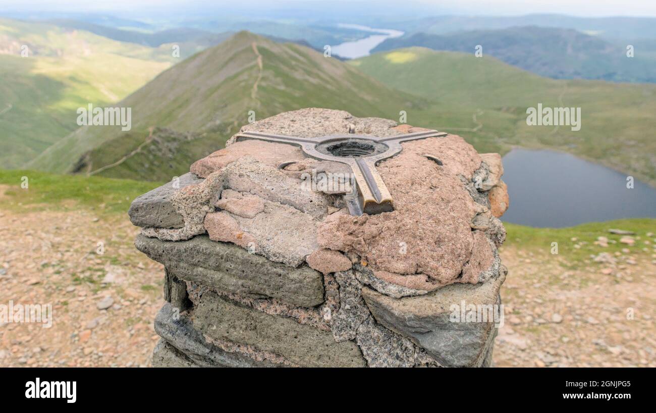 The Peak of Mountain Helvellyn in the Lake District. Stock Photo