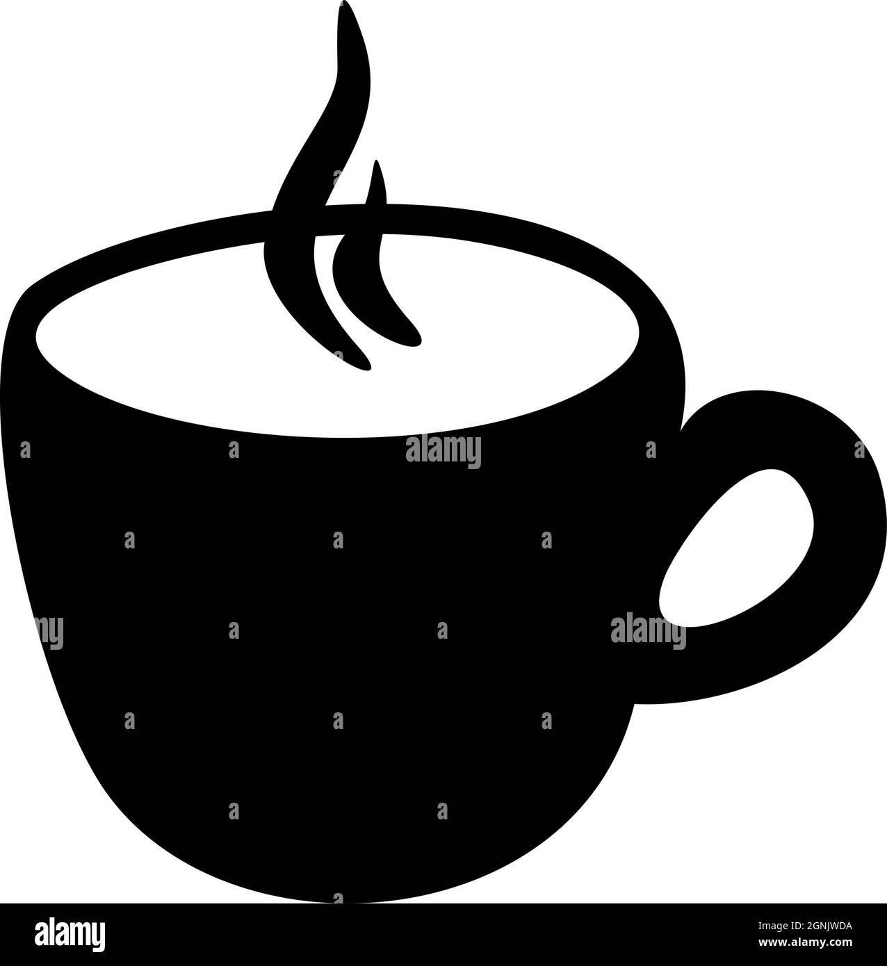 Vector illustration with silhouette of coffee cup with steam. Decorative  black and white cup Stock Vector Image & Art - Alamy
