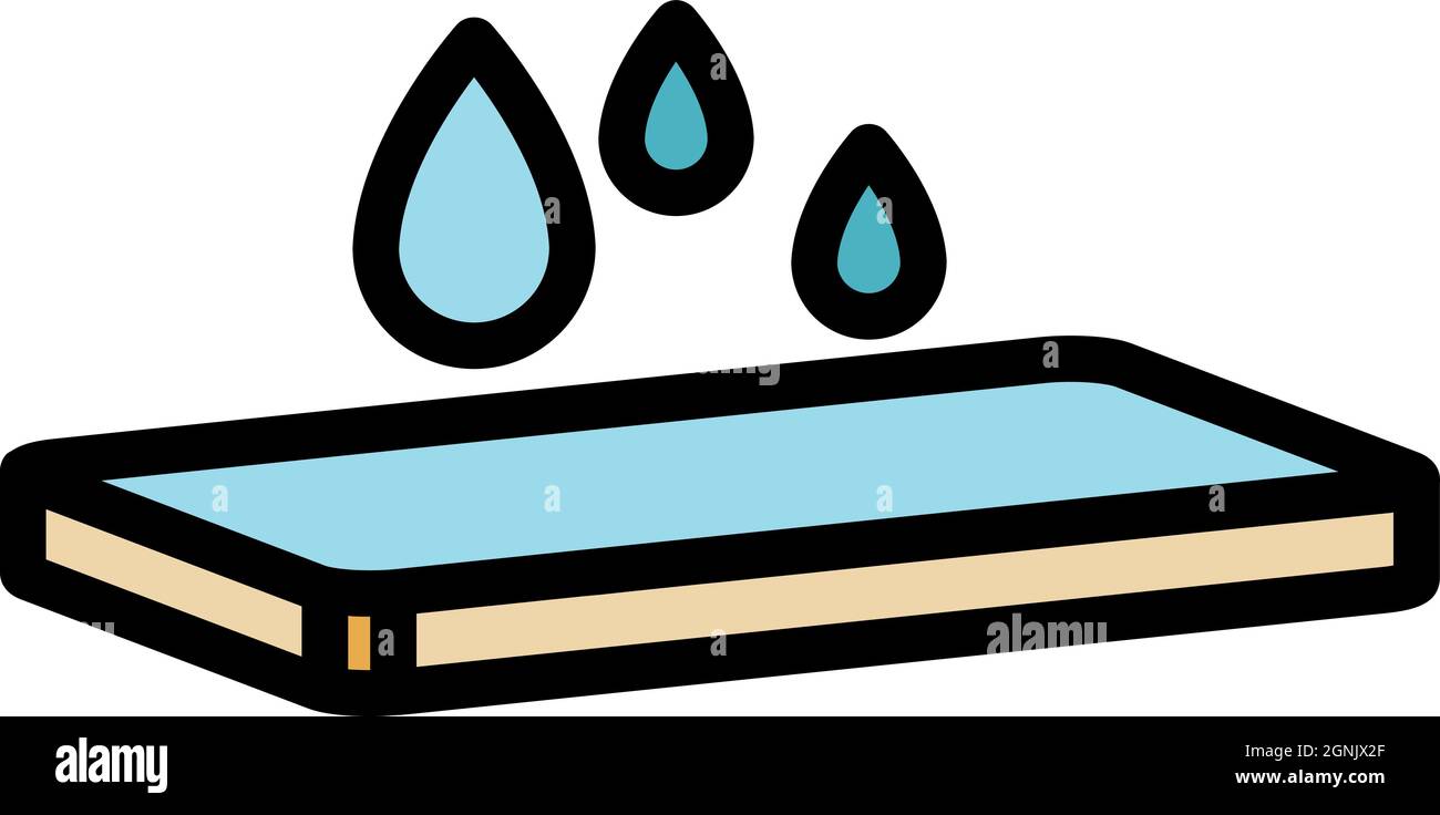 Water protection glass phone icon. Outline water protection glass phone vector icon color flat isolated Stock Vector