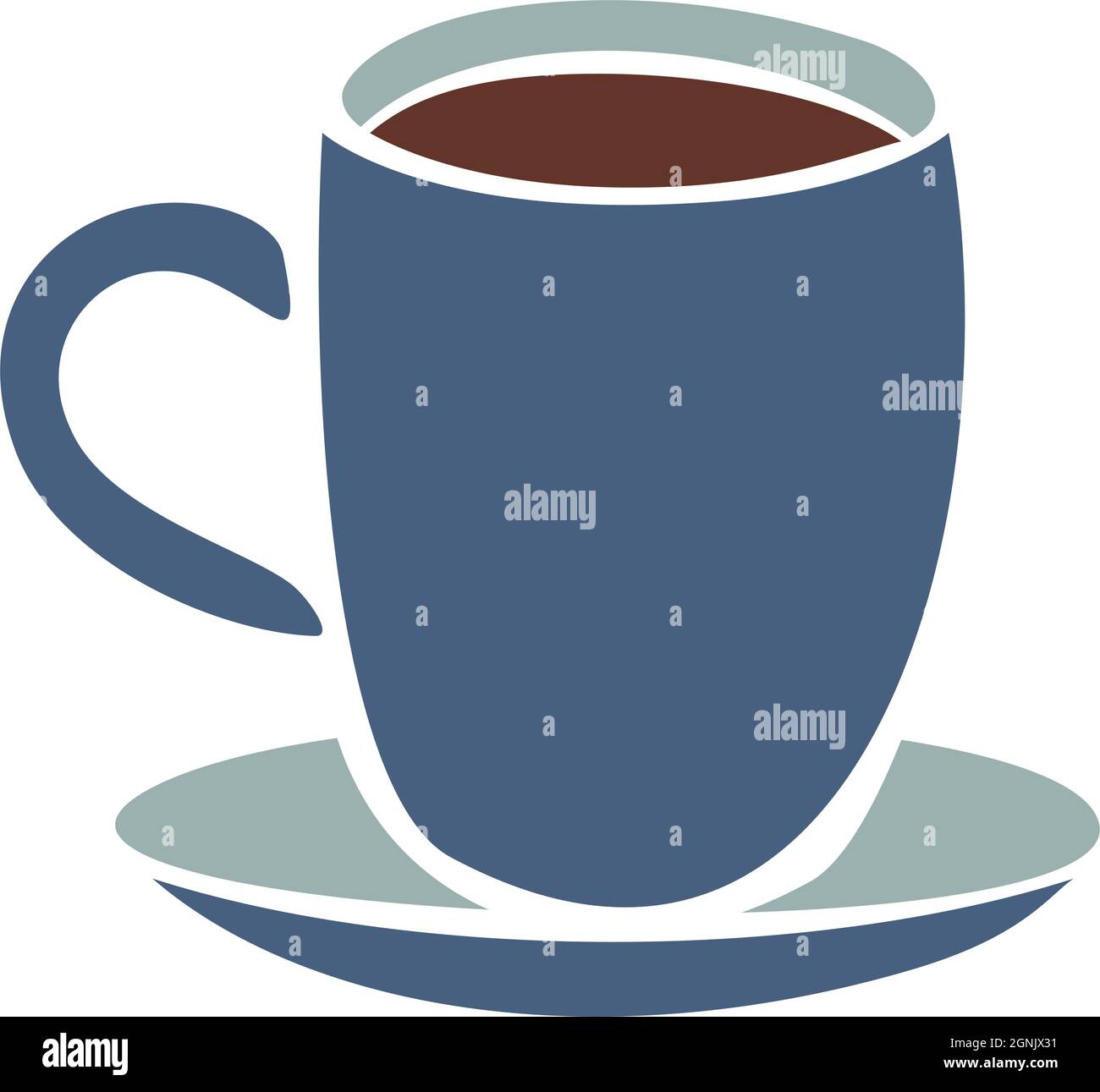Vector illustration of mug with hot drink. Mug with saucer. Stock Vector