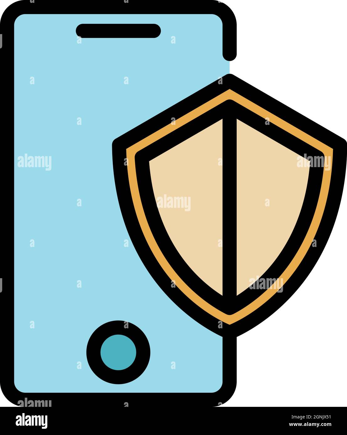 Protected iphone icon. Outline protected iphone vector icon color flat isolated Stock Vector