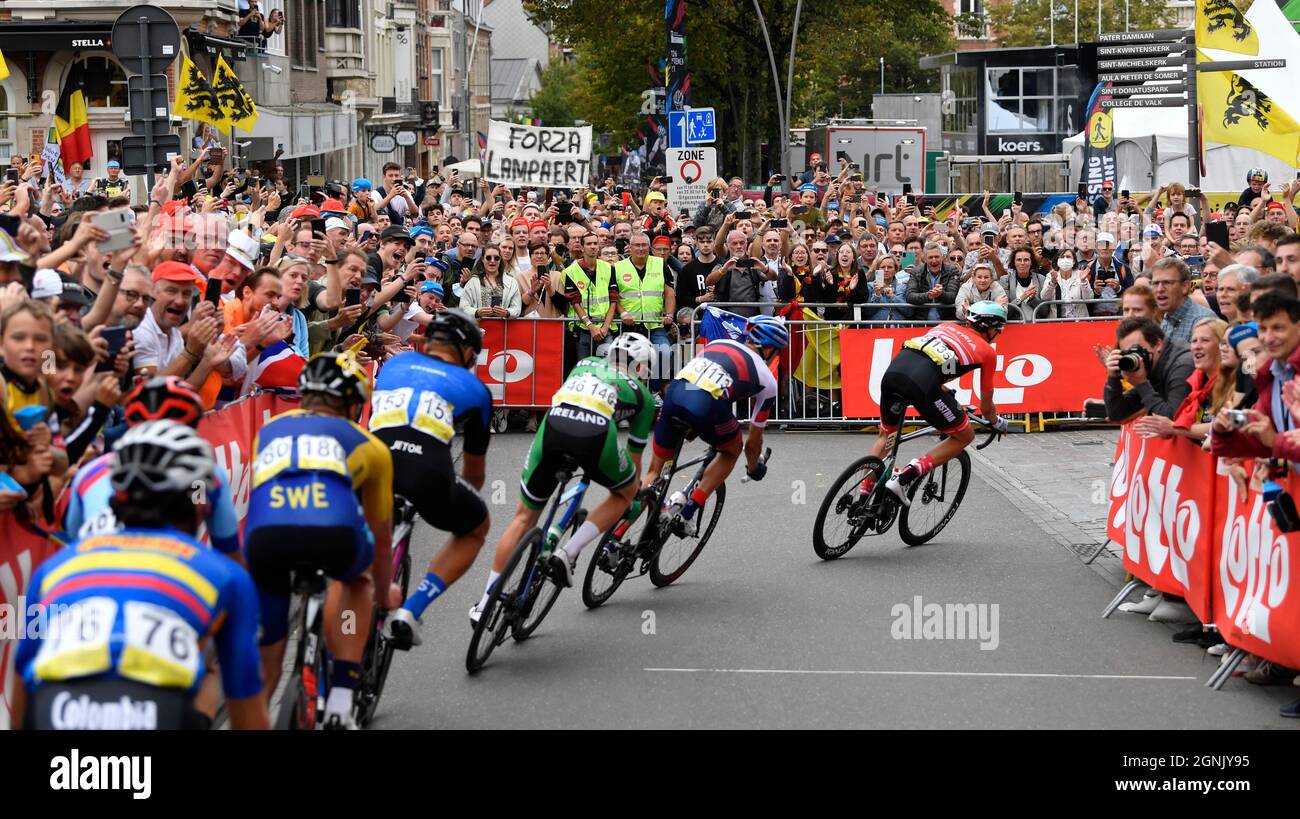 Illustration picture shows cycling fans during the elite men road race of  the UCI World Championships Road Cycling Flanders 2021, 268,3km from  Antwerp Stock Photo - Alamy