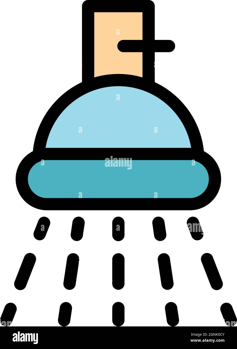 Bathroom shower icon. Outline bathroom shower vector icon color flat ...