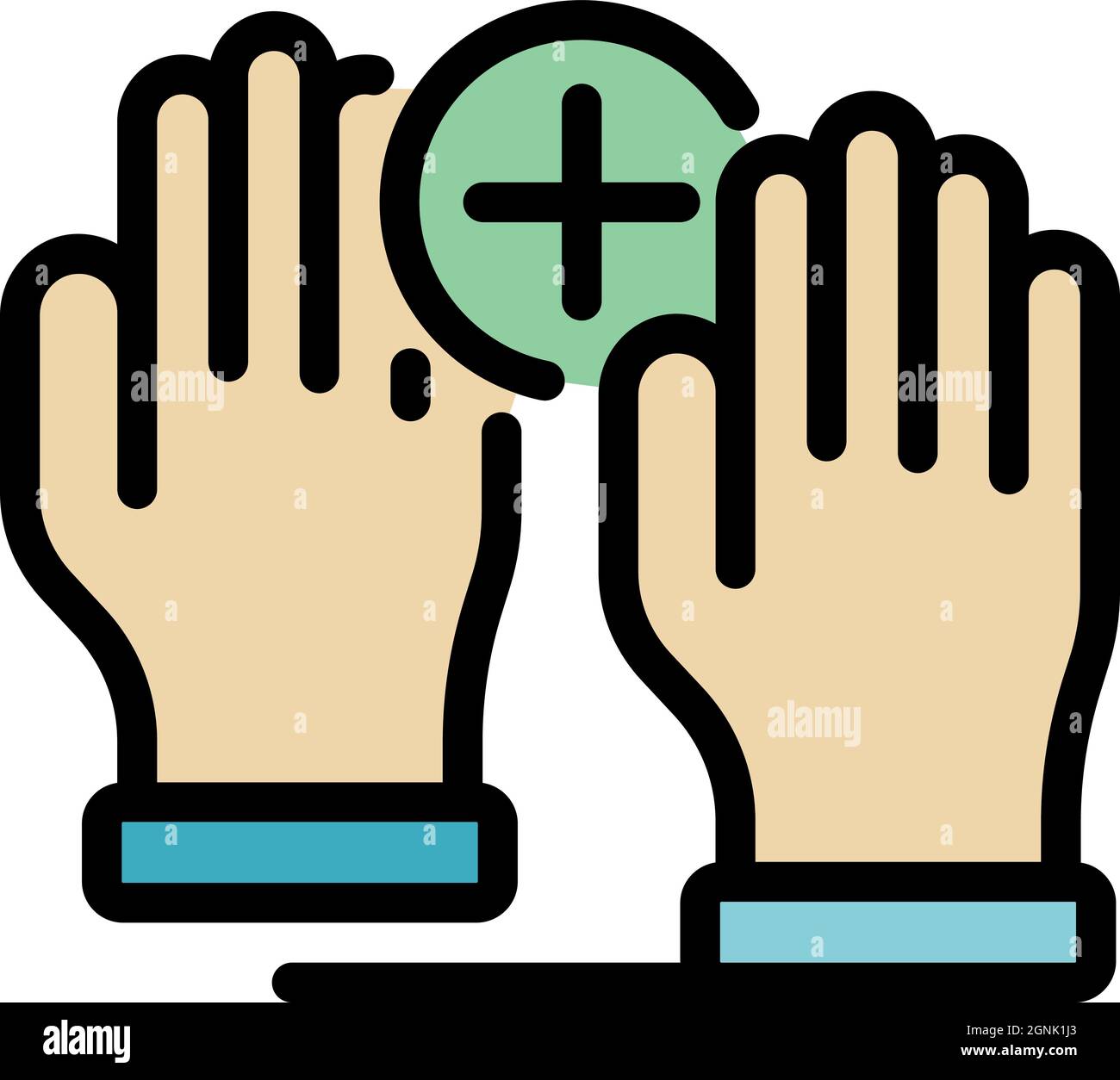 Protected hands icon. Outline protected hands vector icon color flat ...