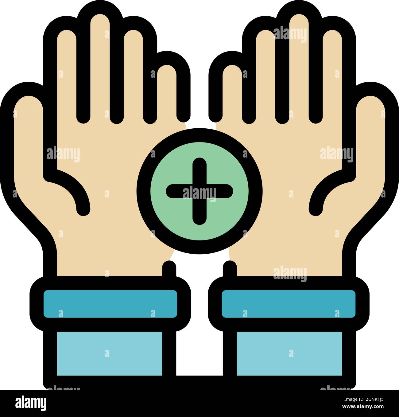 Medical hands care icon. Outline medical hands care vector icon color ...