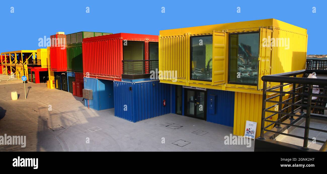 Box Park in Qatar Container shops Qatar Stock Photo Alamy